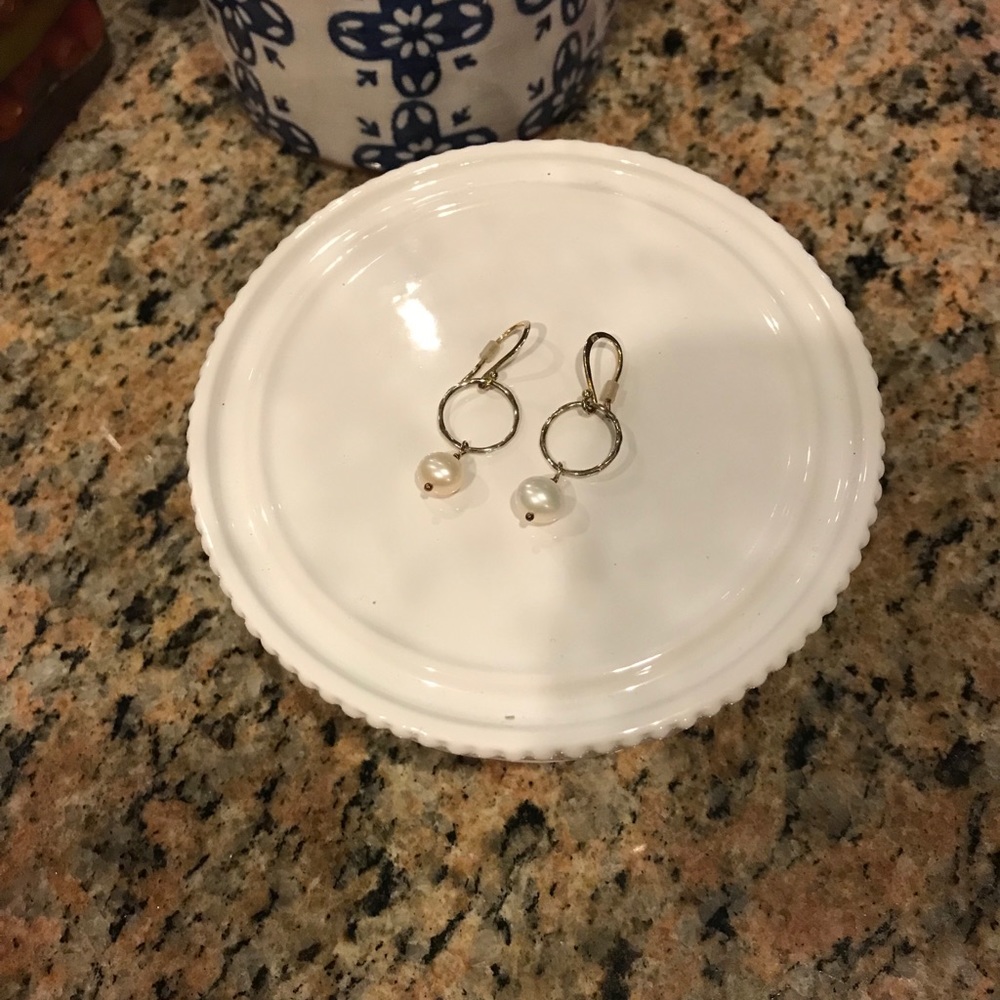 Pearl and gold earrings